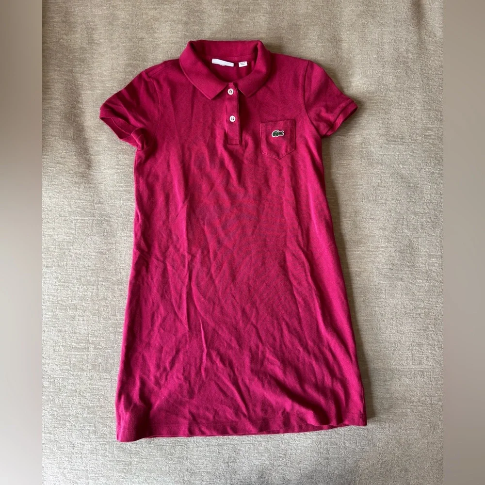 Lacoste Girls Polo Dress Pink Size 10 Large Logo Classic Preppy - Picture 4 of 10